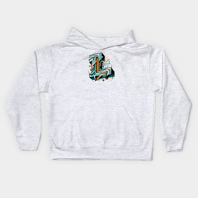Letter L design graffity style Kids Hoodie by grappict